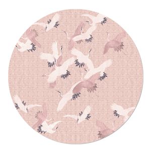 Muurcirkel Japanse Kraanvogels roze White PVC 50