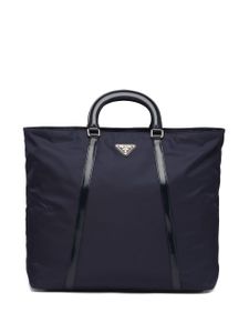 Prada sac cabas à plaque logo - Bleu