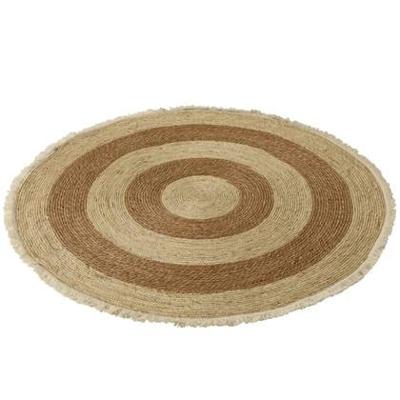 J-line - Tapijt Kwastjesband Mais katoen Beige|Wit - 120x120x1cm