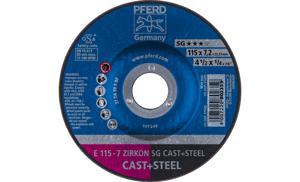 PFERD 62211747 E 115-7 ZIRKON SG CAST+STEEL Afbraamschijf gebogen Diameter 115 mm Boordiameter 22.23 mm Grijs/grauw sferoïdisch gietijzer, Staal, Gegoten staal