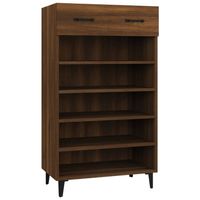 The Living Store Schoenenkast 60x35x105 cm bewerkt hout bruineikenkleurig - Schoenenkast