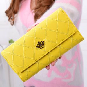 Lady Leather Crown Wallet Geel