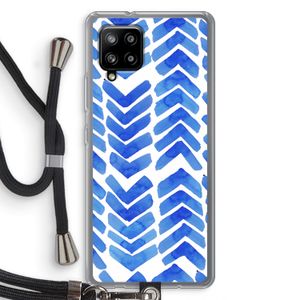 Blauwe pijlen: Samsung Galaxy A42 5G Transparant Hoesje met koord