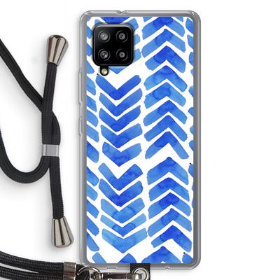 Blauwe pijlen: Samsung Galaxy A42 5G Transparant Hoesje met koord