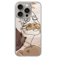 iPhone 15 Pro Max hybride hoesje - Abstract gezicht bruin iPhone 15 Pro Max hybride hoesje - Abstract gezicht bruin