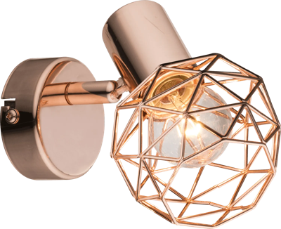 Wandlamp koper &apos;Xara&apos; 1 spot e14 fitting koper metaal modern