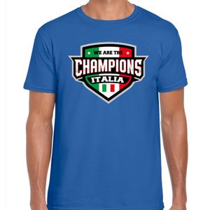 We are the champions Italia / Italie supporter t-shirt blauw voor heren