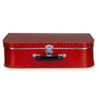 Kinderkoffer polkadot - rood / zwart - 30 cm - karton - logeerkoffer / opbergkoffer - kraamcadeau