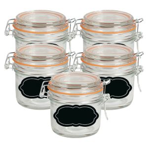 Weckpot/inmaakpot - 10x - 200 ml - glas - met beugelsluiting - incl. etiketten