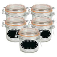 Weckpot/inmaakpot - 10x - 200 ml - glas - met beugelsluiting - incl. etiketten - thumbnail