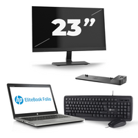 HP EliteBook Folio 9470m - Intel Core i7-3e Generatie - 14 inch - 8GB RAM - 256GB SSD - Windows 10 + 1x 23 inch Monitor