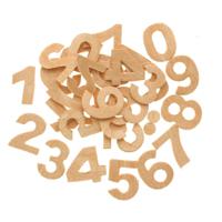 60x Houten cijfers/nummers van 2,5 cm - 0 t/m 9 - Hobby/knutselmateriaal - Getallen