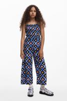 Gerimpelde jumpsuit met zonnetjes - BLUE - 13/14
