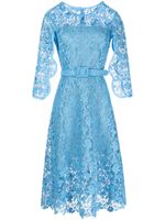 Oscar de la Renta robe mi-longue à dentelle fleurie - Bleu