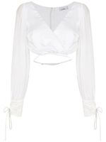 Amir Slama blouse en soie crop - Blanc