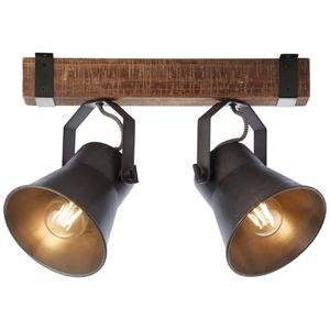 Brilliant 2-lichts plafondlamp Decca zwart met bruin 85829/46