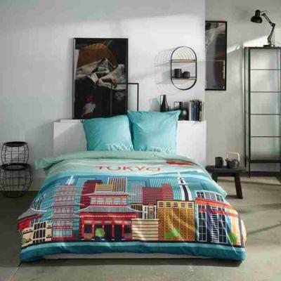 Beddengoedset - TODAY - JAVA - 2 personen - 240x220 cm - Katoen - Tokyo print - Blauw