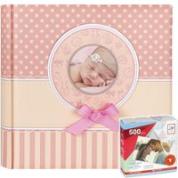 Fotoboek/fotoalbum Matilda baby meisje met 30 paginas roze 31 x 31 x 3,5 cm inclusief plakkers