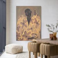 Urban Cotton Wandkleed 'Twins' 80 x 110cm in Frame - black