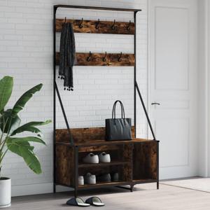 Kledingrek met schoenenrek 100x41x184 cm gerookt eikenkleurig
