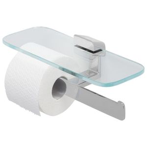 Geesa Shift Toiletrolhouder dubbel Chroom met planchet van transparant glas 91994802