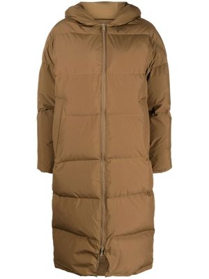 Yves Salomon manteau zippé à capuche - Marron