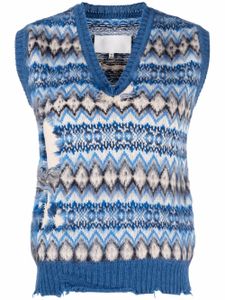 Maison Margiela pull sans manches en maille intarsia - Bleu