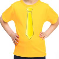 Verkleed t-shirt voor kinderen - stropdas - geel - meisje - carnaval/themafeest kostuum - thumbnail