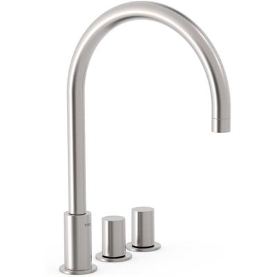 Wastafelkraan Tres Study | Opbouw | Draaibare uitloop | Mengkraan | Hoog model | 2-knops | Rond | RVS look