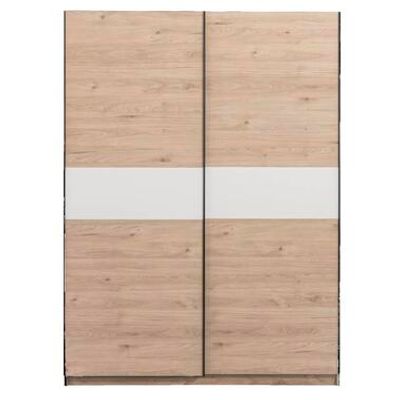 Schuifdeurkast Genua - eikenkleur/wit - 204x150x60 cm - Leen Bakker