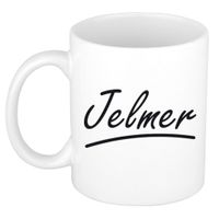 Naam cadeau mok / beker Jelmer met sierlijke letters 300 ml   -