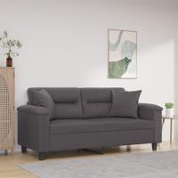 Tweezitsbank met sierkussens 140 cm kunstleer grijs