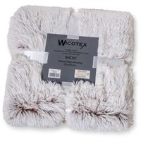 Wicotex Plaid-dekens-fleece plaid kunst bont Snow 150x200cm wit bruin polyester hoog polig - thumbnail