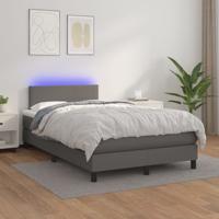 Boxspring met matras en LED kunstleer grijs 120x200 cm