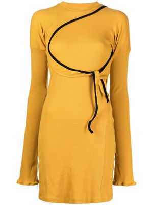 Ottolinger robe en maille nervurée à taille nouée - Orange