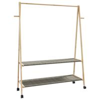 VidaXL Kledingrek met schappen en wielen 132x45,5x155,5 cm bamboe