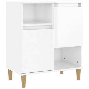 The Living Store Dressoir - Hoogglans Wit - 60 x 35 x 70 cm - Bewerkt hout en Massief eucalyptushout