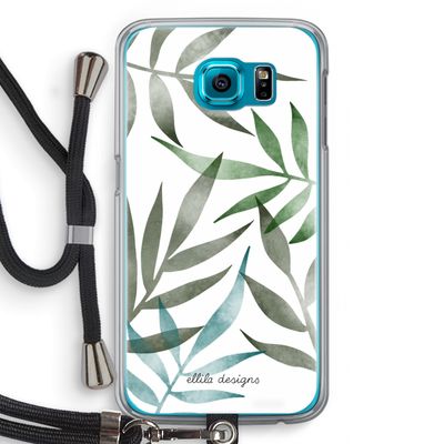 Tropical watercolor leaves: Samsung Galaxy S6 Transparant Hoesje met koord