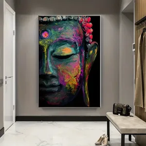 Gekleurde Canvas Boeddha Poster (40cm x 60cm) - Home & Living - Spiritueelboek.nl