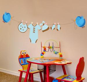 Sticker babykamer vogels wasdraad