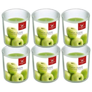 Trend Candles Geurkaars - 6x - in glas - Appel aroma - 25 branduren - 7 x 8 cm