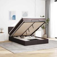 Ottoman bed met matras 140x200cm stof donkerbruin