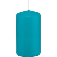 1x Turquoise blauwe cilinderkaarsen/stompkaarsen 6 x 12 cm 40 branduren