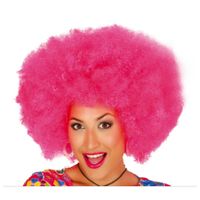 Verkleed pruik afro/hippie - roze - voor volwassenen - one size - thumbnail
