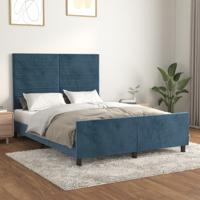Bedframe zonder matras 140x200 cm fluweel donkerblauw