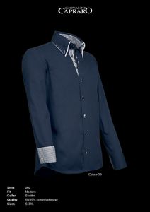 Giovanni Capraro 909-39 Heren Overhemd - Navy [Navy accent]