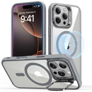 iPhone 16 Pro Max Classic Hybrid Case with Stash Stand (HaloLock) Clear Grey