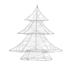 Deco kerstboom met warm witte LED's 30cm hoog zilverkleurig metaal