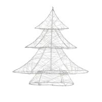 Deco kerstboom met warm witte LED's 30cm hoog zilverkleurig metaal - thumbnail