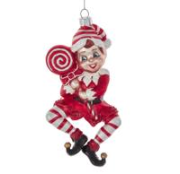Orn.glas elf rood/wit l12cm - Kurt s adler